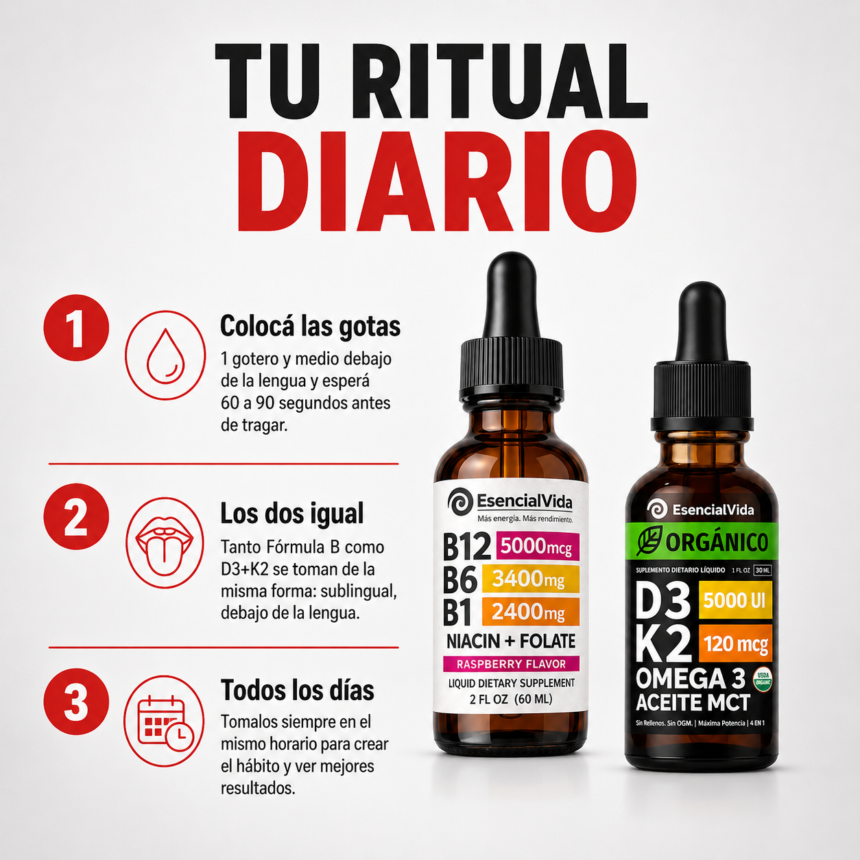 Combo Fórmula B + Vitamina D3 K2 | Energía, Nervios, Huesos e Inmunidad