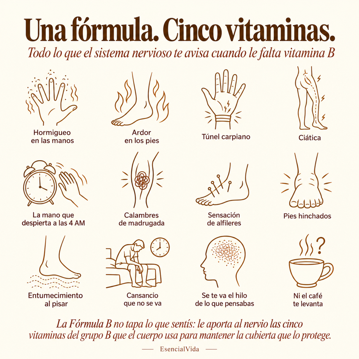 Fórmula B - Complejo B12 B6 B1 Sublingual para Sistema nervioso y Energia
