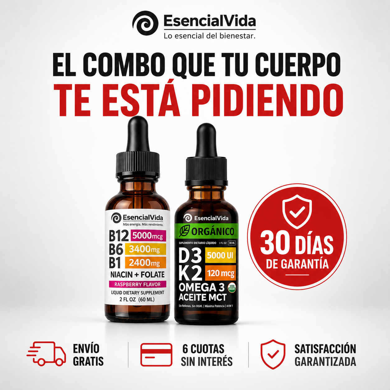 Combo Fórmula B + Vitamina D3 K2 | Energía, Nervios, Huesos e Inmunidad