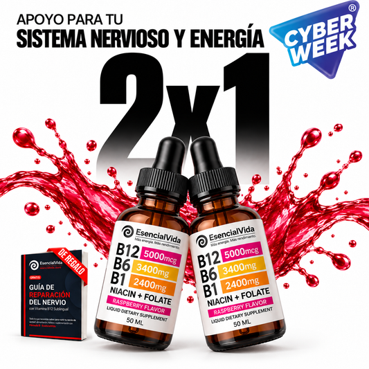Fórmula B - Complejo B12 B6 B1 Sublingual para Sistema nervioso y Energia