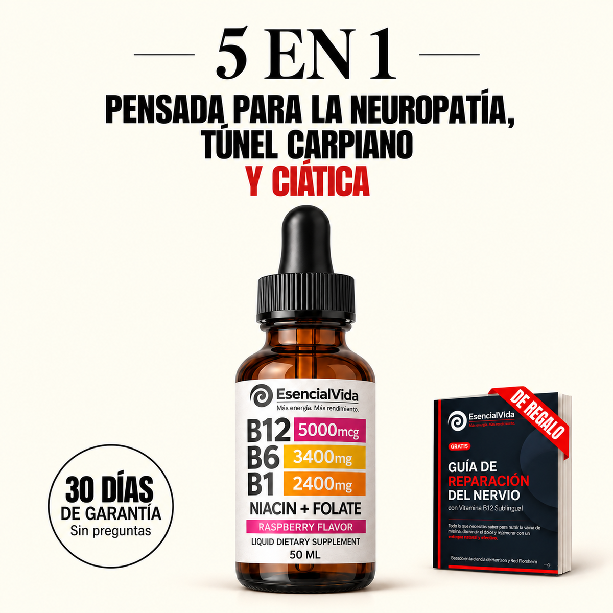 Fórmula B - Complejo B12 B6 B1 Sublingual para Sistema nervioso y Energia