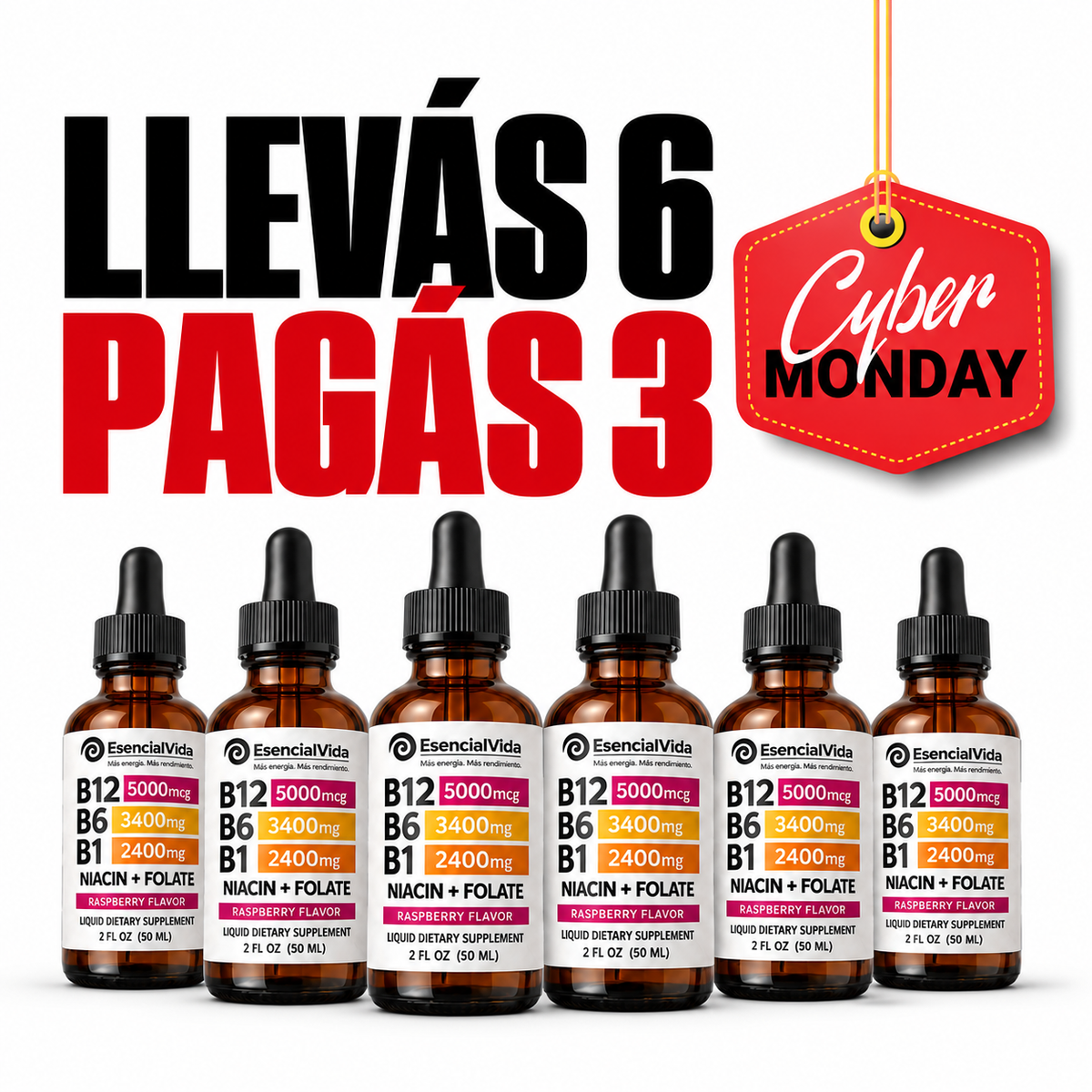 Llevás 6, Pagás 3 — Fórmula B Complejo B12 B6 B1 Sublingual